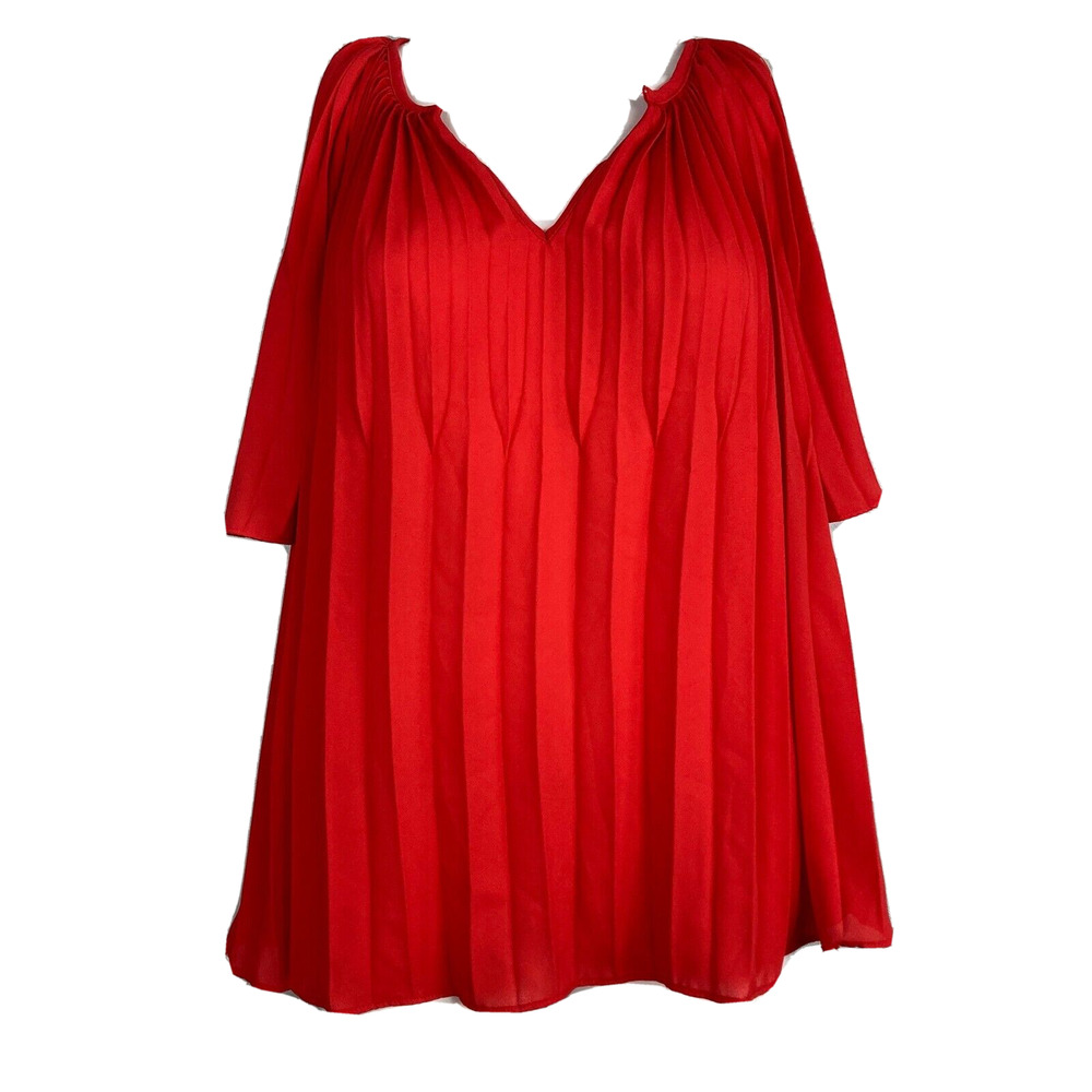 Violet & Claire Shirt Womens Sz L Flutter Sleeve Pleated Accordion‎ Tunic Flowy